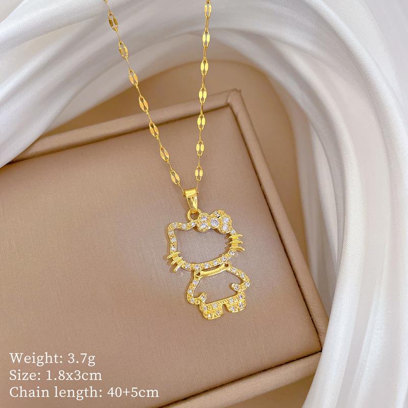 Copper Micro-Inlaid Love Fashion Light Luxury Temperament Gorgeous Full Diamond Necklace Female Versatile Collarbone Chain Titanium Steel