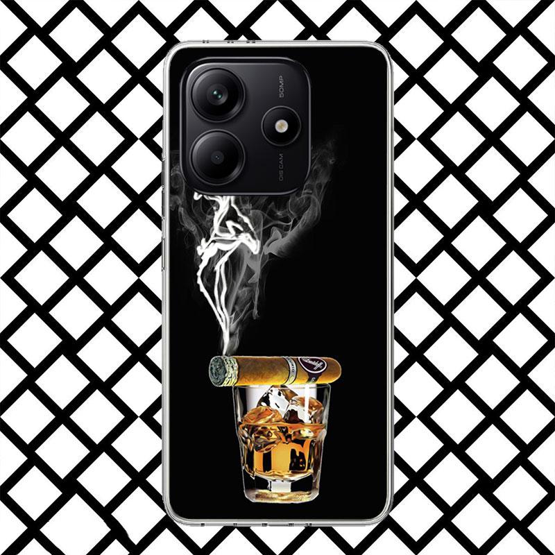 Cigar Whiskey Ice Drink Phone Case for Xiaomi Redmi Note 15 14 14S 13 12 12S 11 Pro Plus 11E 11T 11S 10S 5G Soft Cover Fundas Re