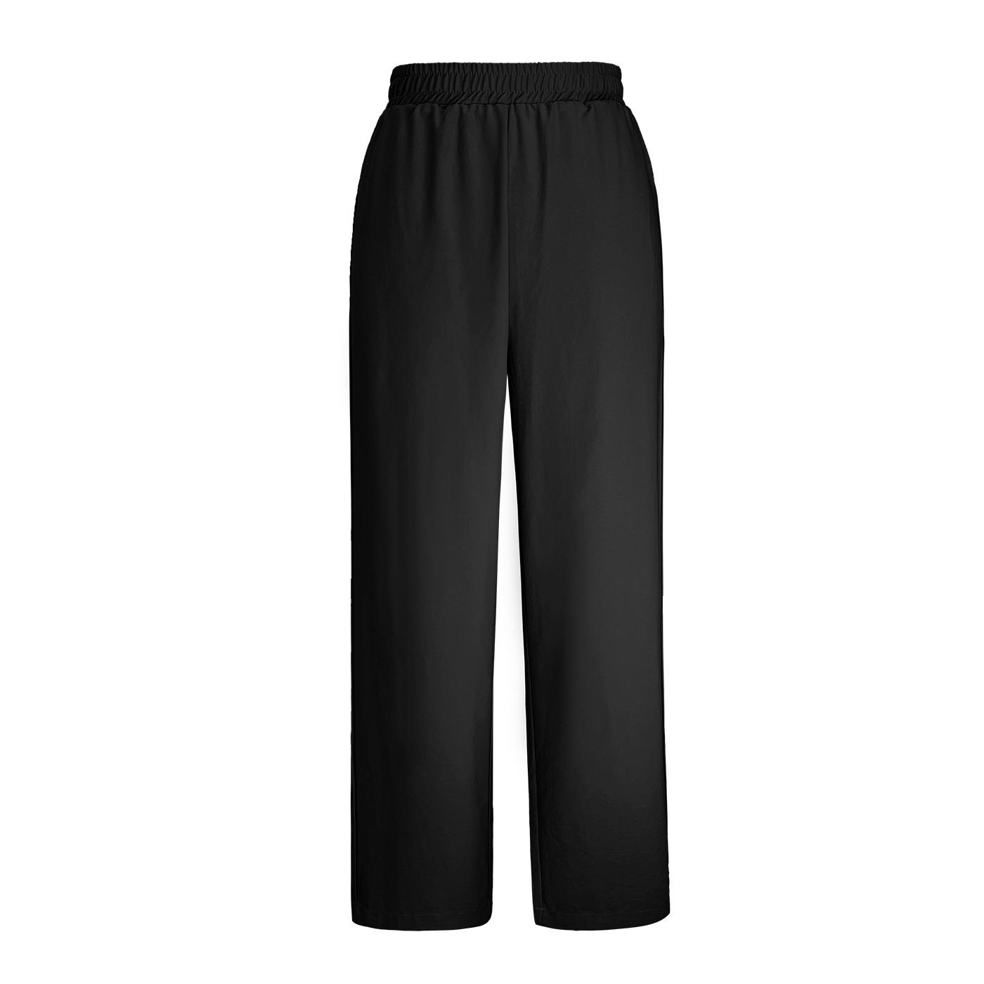 

Повседневные брюки большого размера для женщин на лето, тонкие, прохладные, драпирующиеся, эластичные, с высокой посадкой, прямые, повседневные 7XL чёрный