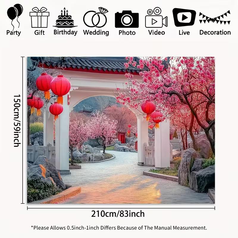 Red Lantern Spring 2D Backdrop, Chinese Style Party & Live Background Cloth