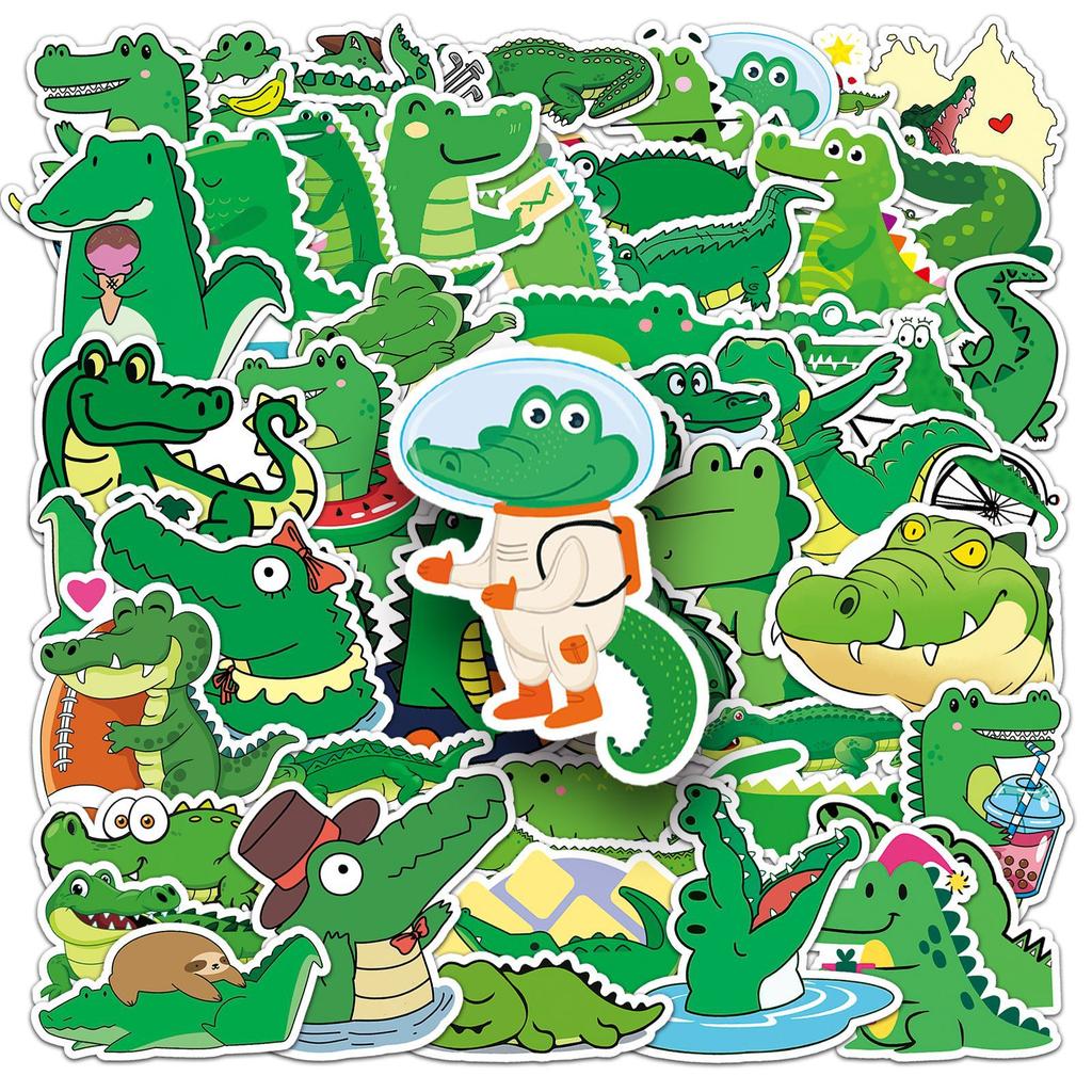 50 Pictures of Crocodile Doodle Personality Cartoon Animals Children DIY Mobile Phone Skateboard Suitcase Stickers Waterproof