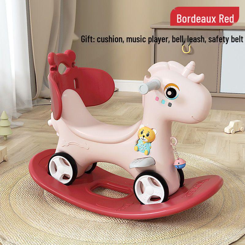 3-in-1 Wooden Rocking Horse & Ride-On Toy: Perfect First Birthday Gift for Boys and Girls