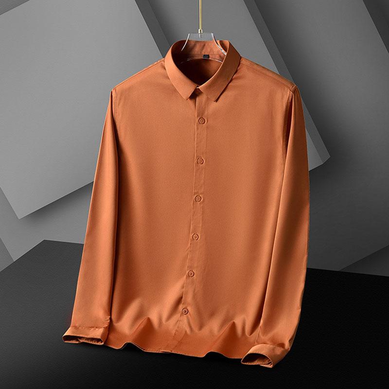 Hedvábná trička Stretch Cardigan Top s dlouhým rukávem Jednobarevné Pánské Košile Knoflík Péřové košile Běžné Muži Oblečení