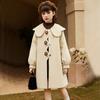Girls' Fashionable Woolen Coat for Autumn and Winter Children's Beige Cotton-padded Woolen Overcoat