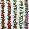 Artificial Rose Vine Garland with Green Leaves