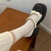 Round-headed Woman Elegant Thick-soled Wind Gentle Small Leather Shoes Bow Mary Jane Shoes Pearl Fairy