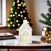 Mini White Glazed Ceramic LED Luminous Hollow House Christmas Decoration Creative Desktop Craft Home Decor