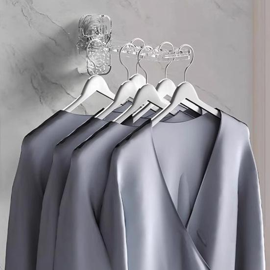 Adjustable Height Coat Hanger Strong Adsorption 5kg Load Garment Hanger Suction Cup Hook Hanger Holds 6 Clothes
