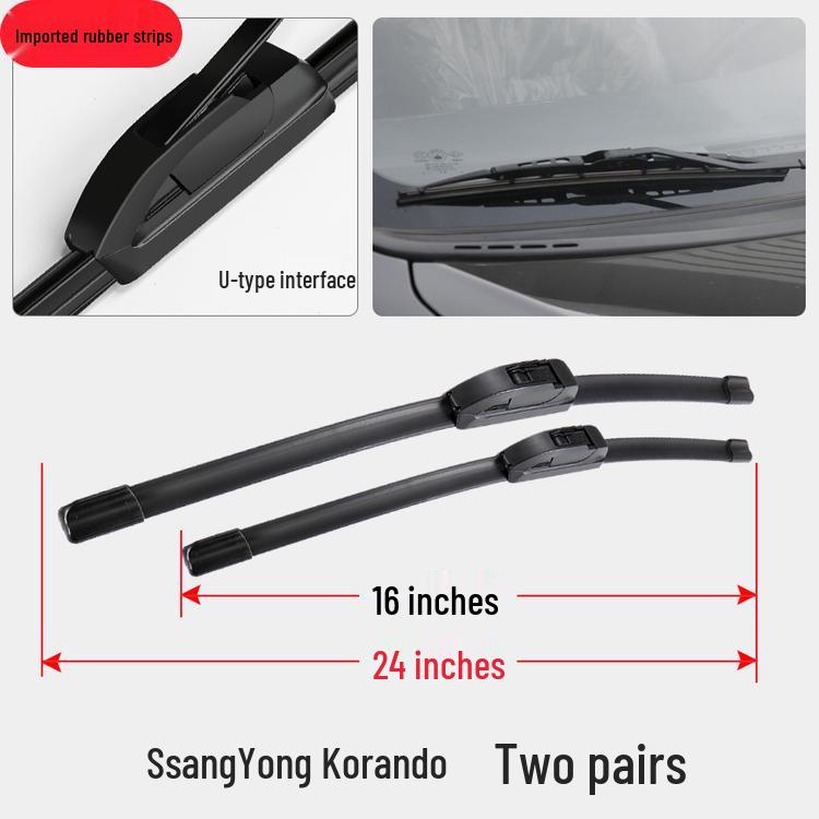 Bone-Free Wiper Blades for SsangYong Korando - Front & Rear Universal Fit