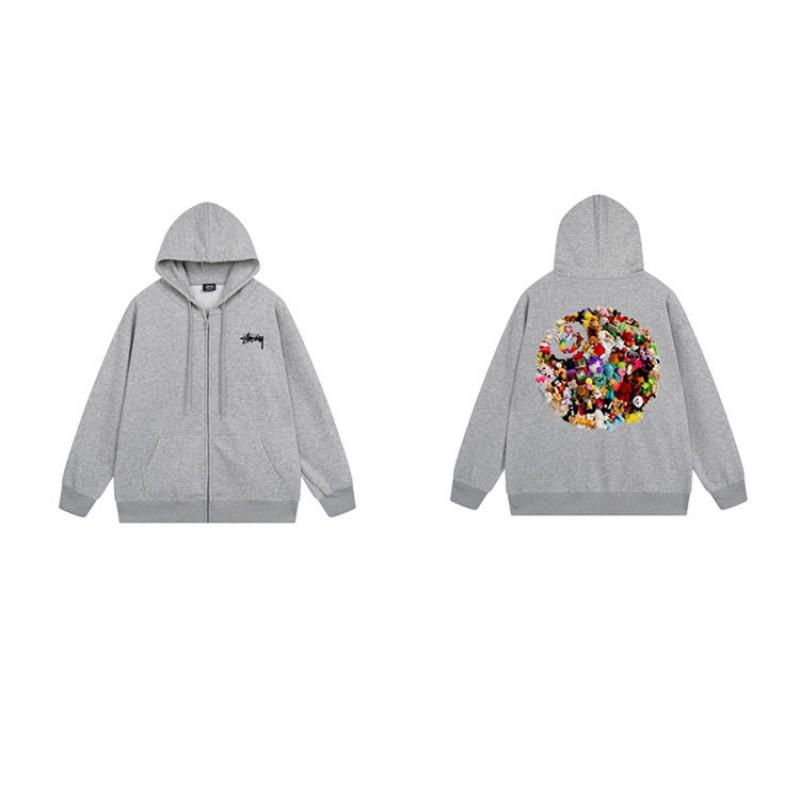 Mens Hooded Zip-Up Fleece-Lined Sweatshirt With Letter Print Casual Oversized Pullover Winter Jacket