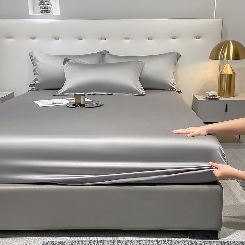 Weißes Unifarbenes Spannbettlaken-Set Tencel Spannbettlaken mit Kissenbezügen Weich Glatt Premium Hotelqualität Queen Size Bettwäscheset