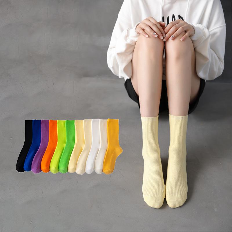 Female Autumn Fashion New Colorful Candy Color In The Tube Pile Socks