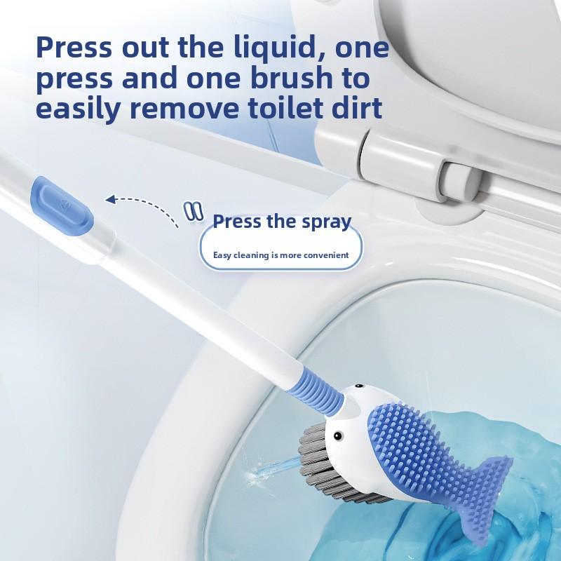 Liquid Injection Silicone Toilet Brush with Suction Cup Holder Strong Cleaning No Dead Corners