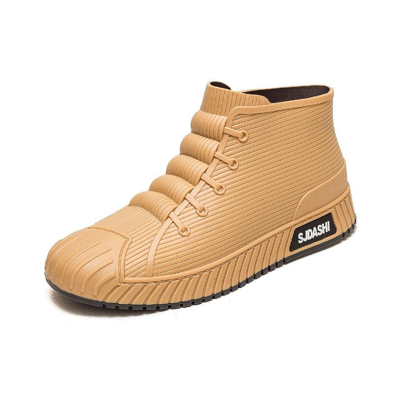 Fashion rain shoes men's non-slip waterproof shoes kitchen women's rubber shoes car wash site wear-resistant water boots velvet thermal short tube