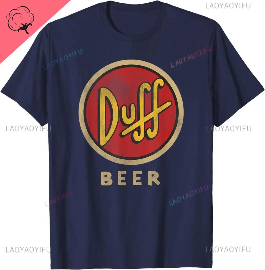 The Simpsons Duff Beer Circle Logo V2 TShirt Cotton Retro Street Fashion Mens Shirt Short Sleeve Design Printed Tshirt Tops