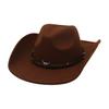 Peach Heart Western Cowboy Upturned Top Hat Ethnic Wind Cow Head Woolen Felt Hat Stage Prop Hat