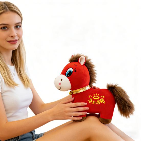 2026 Jahr des Pferdes Plüschtier Glückliches Pferde-Maskottchen für das Mondneujahr Weiches Kuscheltier zur Dekoration Symbol für Glück und Feierlichkeiten