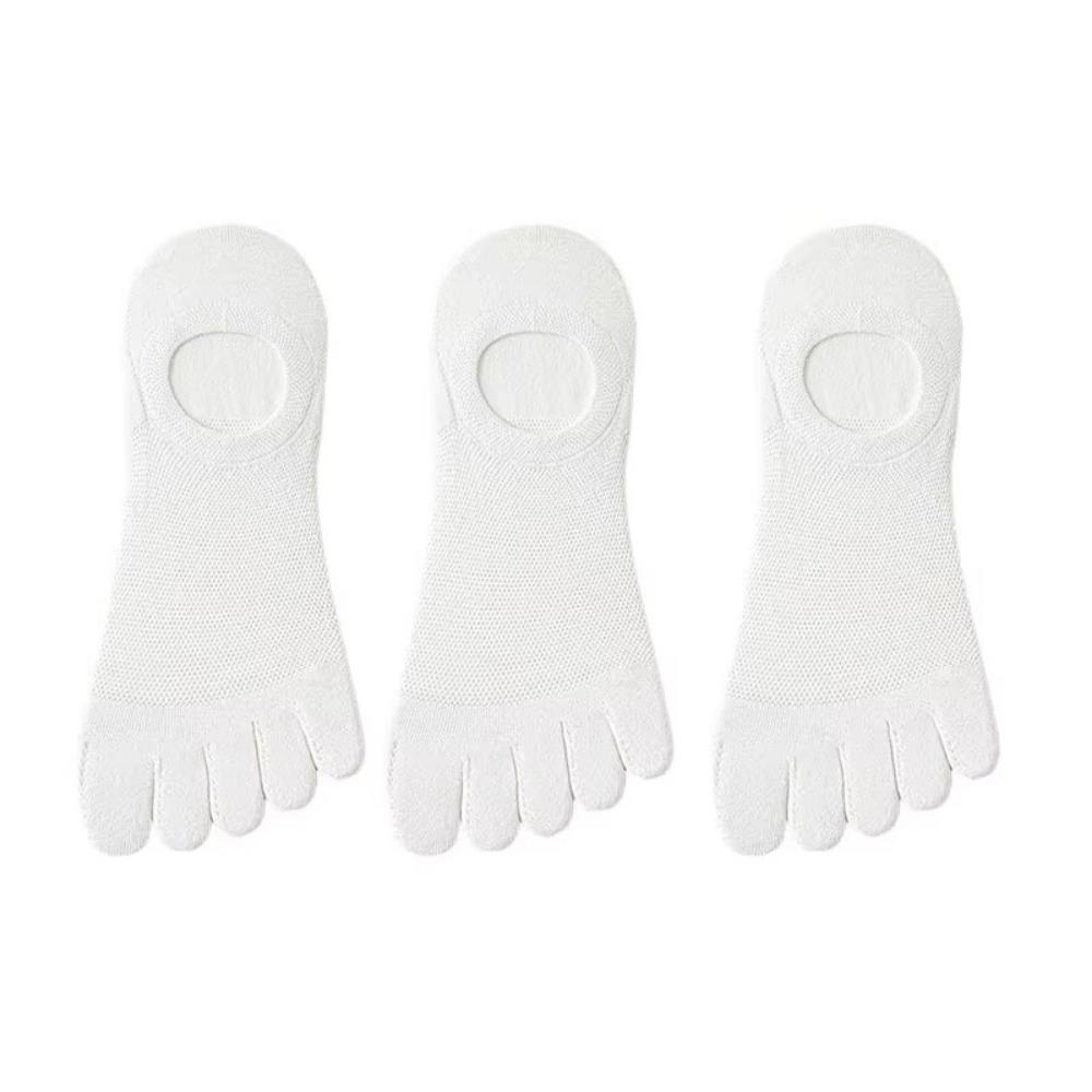

3 Pairs/lot Casual Breathable Men Short Socks High Quality Solid Color Sweat Toe Socks Cotton Finger Boat Sock For Male белый