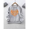 Kids Crewneck Sweatshirt, Fox & Heart Print Casual Fit Long Sleeve Top for Fall Winter Outings