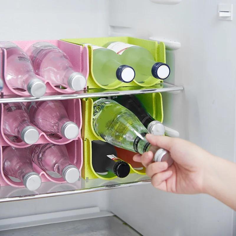 Refrigerator Drawer Beverage Box Anti-Fall Stackable Storage Rack Glass Beer Bottle Drink Holder Can Dispenser Space Saving Tray