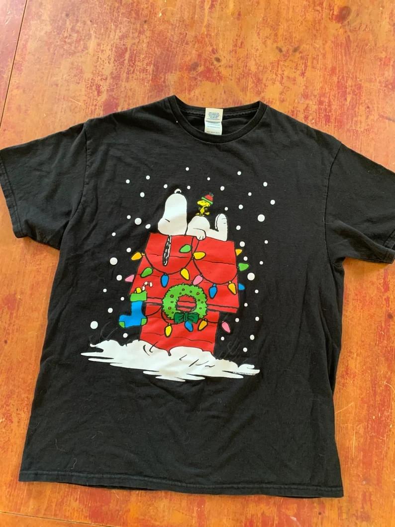 Snoopy  Woodstock Christmas T Shirt Peanuts Fun Xmas L