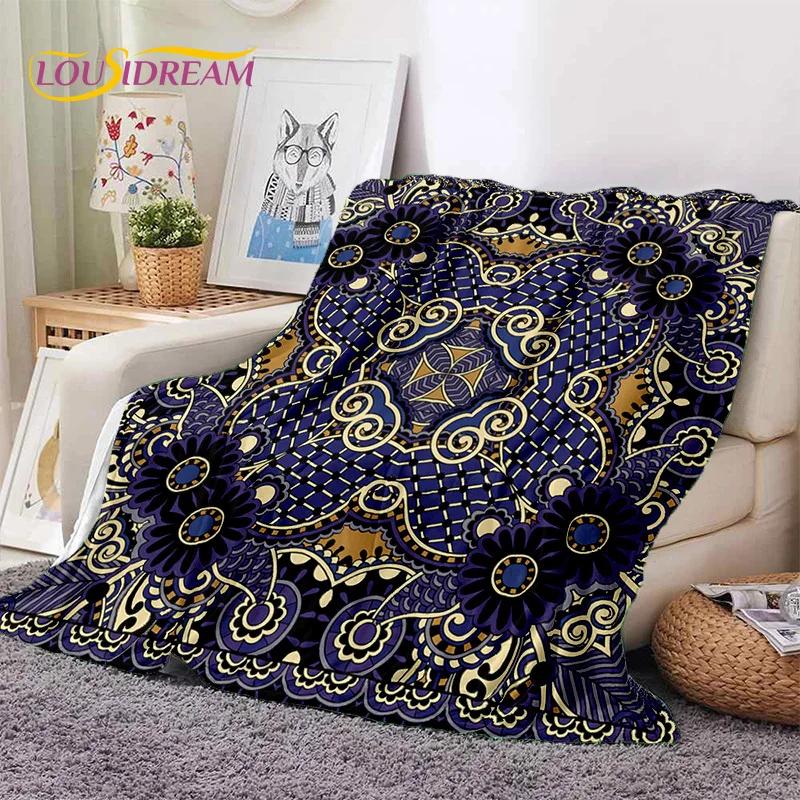 Turkey Persian Bohemian Mandala Flower Soft Flannel Blanket for Bed Bedroom Sofa Picnic,Throw Blanket for Outdoors Leisure Gift