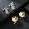 Men's Alloy Enameled Retro Bagua Totem Shirt Cuff Buttons Round Design Vintage Style Shirt Cufflinks Ideal Father's Day Gifts