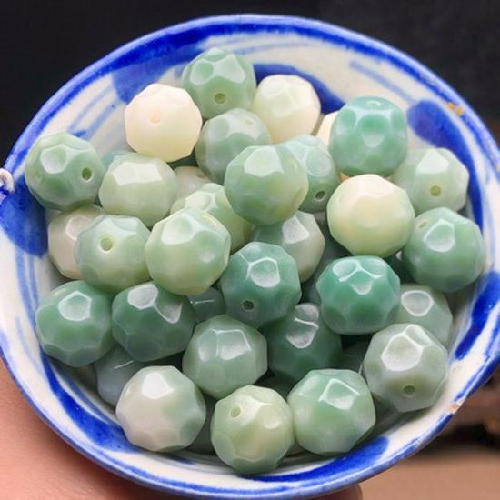 Carved White Jade Hexagonal Pink Gold Bodhi Bowl DIY Accessory