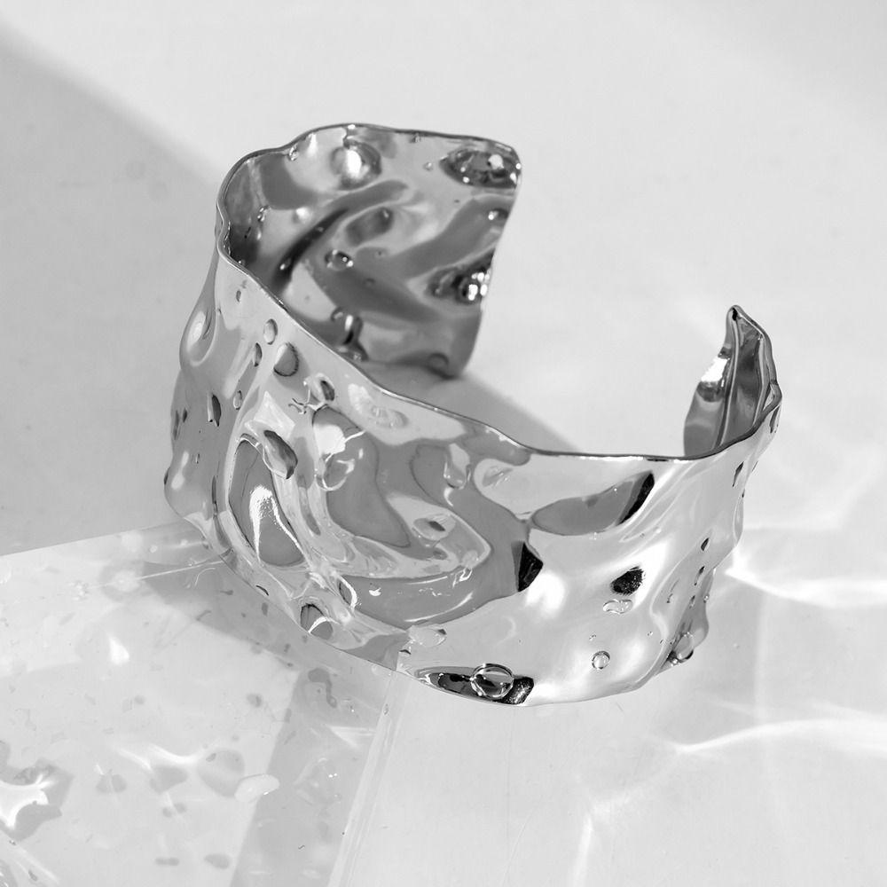 Europe American Style Wide Open Bangle Metal Exaggerated Bracelet Simple Cuff Bangles Girls