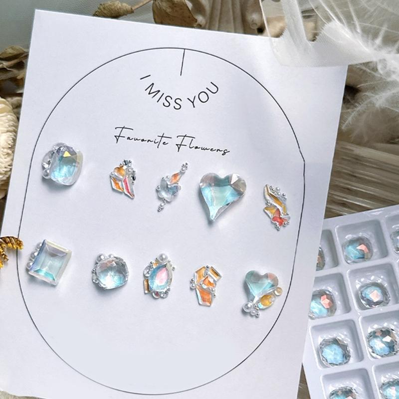 10Pcs Luxury 3D Nail Art Crafts Rhinestones Charms DIY Nail Designs Crystal Gems Dangle Manicure Nail Jewelry Diamonds