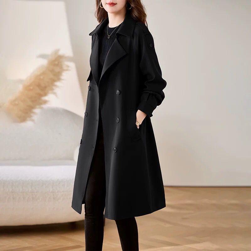 Fashion Spring Slim Long Windbreaker Coat Women Chic Overcoat