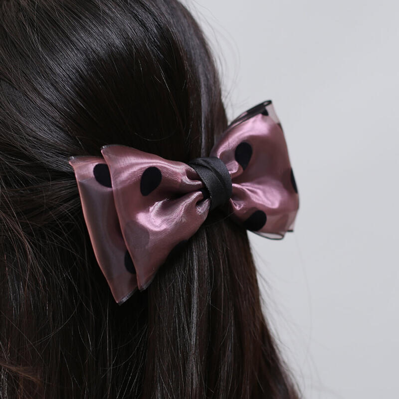 Dot Ribbon Automatic Hairpin (Pink)