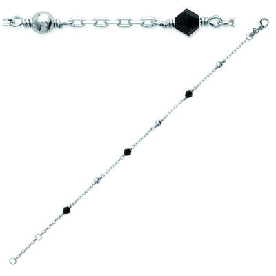 [J3070] - Silberarmband 'Sissi' schwarzes Silber (rhodiniert) - 4 mm