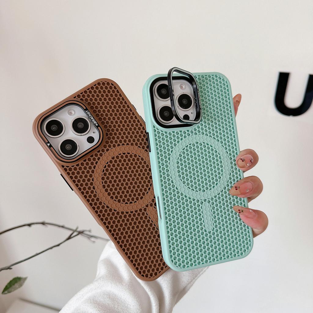 Mesh Cooling Phone Case for IPhone 13 Promax Magnetic Bracket 15plus Protective Case for Apple 16 Trend