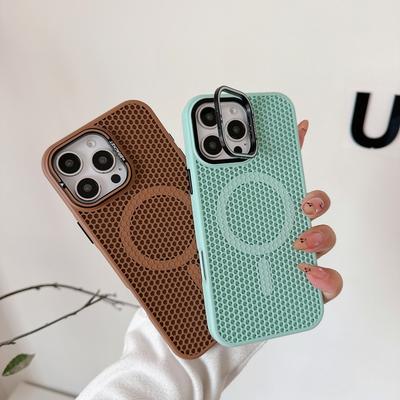 Mesh Cooling Phone Case for IPhone 13 Promax Magnetic Bracket 15plus Protective Case for Apple 16 Trend