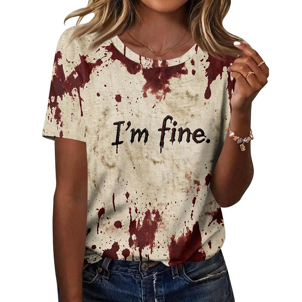 Women's Casual Halloween Print Short Sleeve T-Shirt