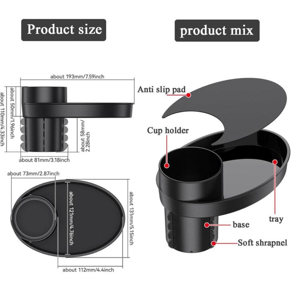 2 in 1 Travel Tray Stable Extend Cup Holder New Car Seat Snack Tray  Road Trip