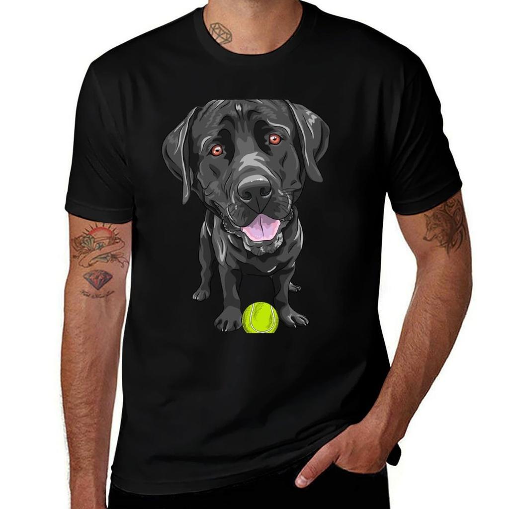 Black labrador with tennis ball TShirt Classic Graphic Short Sleeve Top