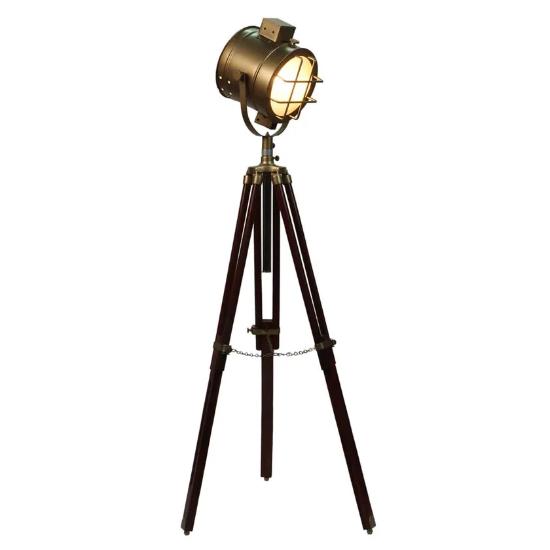 Brass Spotlight Floor Lamps Spotting Home Decorative Nautical Antique Finish Brass Spotlight Searchlight Wooden Tripod Floor Light