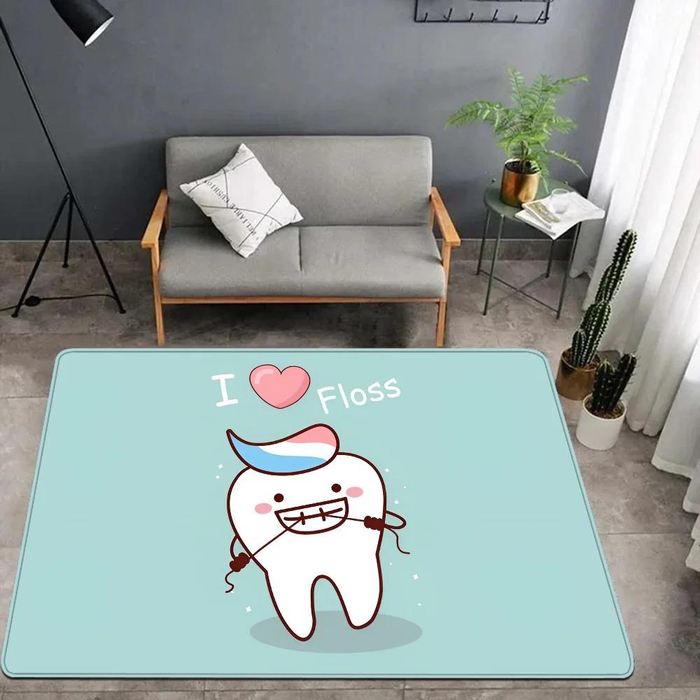 Cute Cartoon Tooth Welcome Doormat Non Slip Dental Office Living Room Decoration Washable Bedroom Kitchen Rug Home Decor Mat