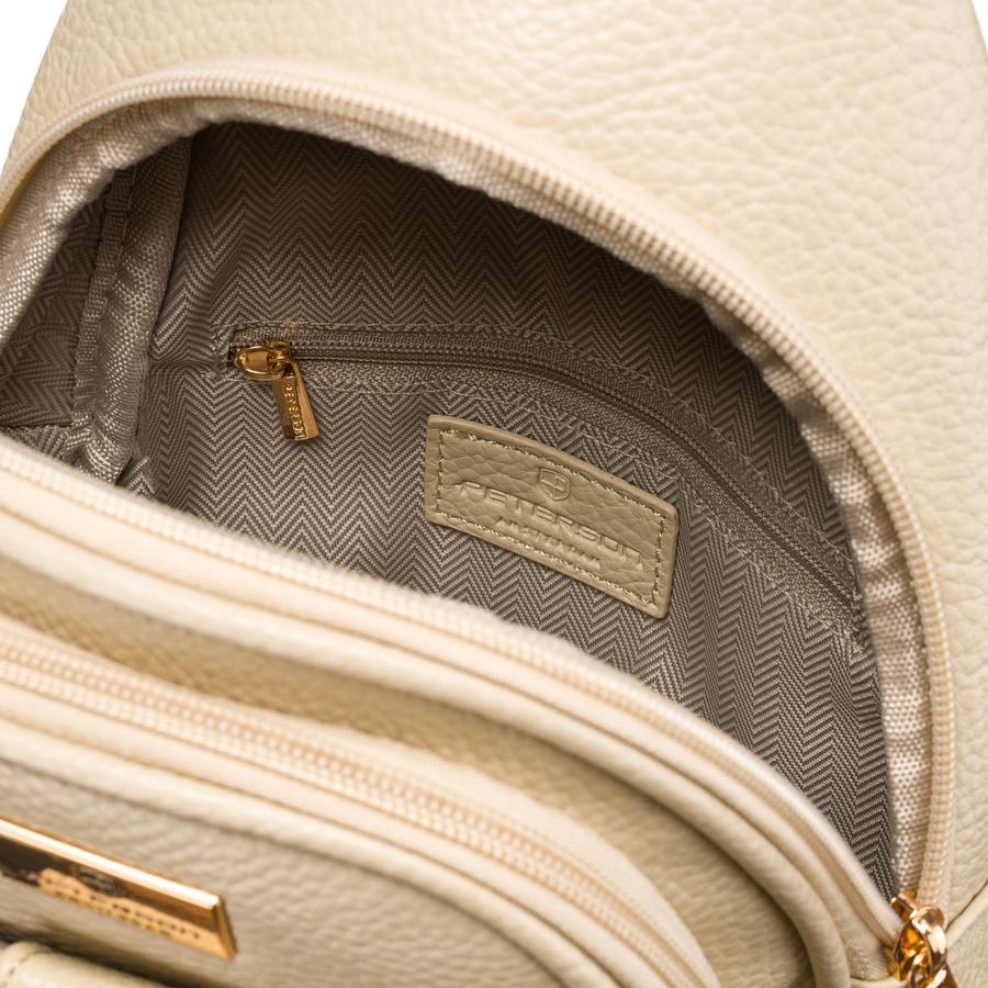 Modna I Funkcjonalna Beżowa Saszetka Damska Crossbody Z Eko Skóry Peterson