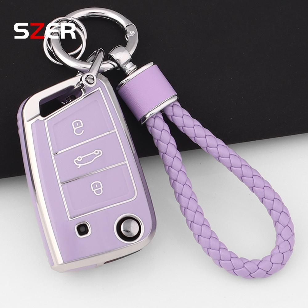TPU Car Flip Key Case Cover Shell For VW Volkswagen Golf 7 MK7 Tiguan MK2 For Seat Ateca Leon FR Ibiza For Skoda Octavia Kodiaq