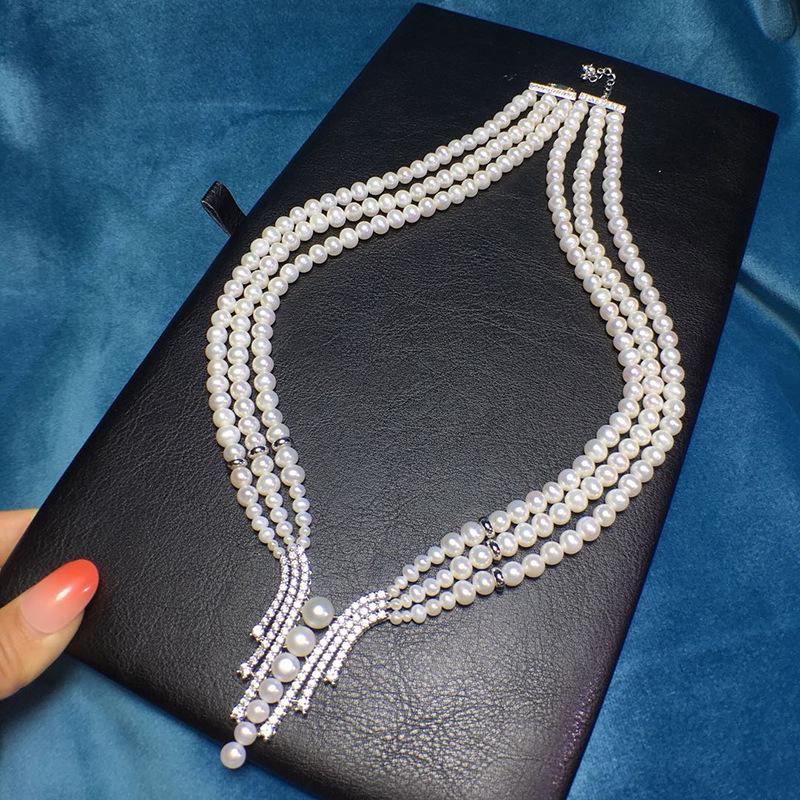 044 French Natural Freshwater Pearl Necklace - Elegant & Versatile for Women