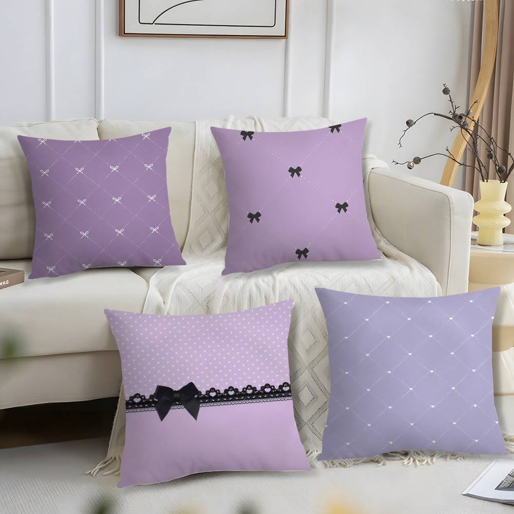 Purple Bow Pillow Case Short Plush Print Cushion Cover Square Throw Pillow Covers Sofa Home Decor
