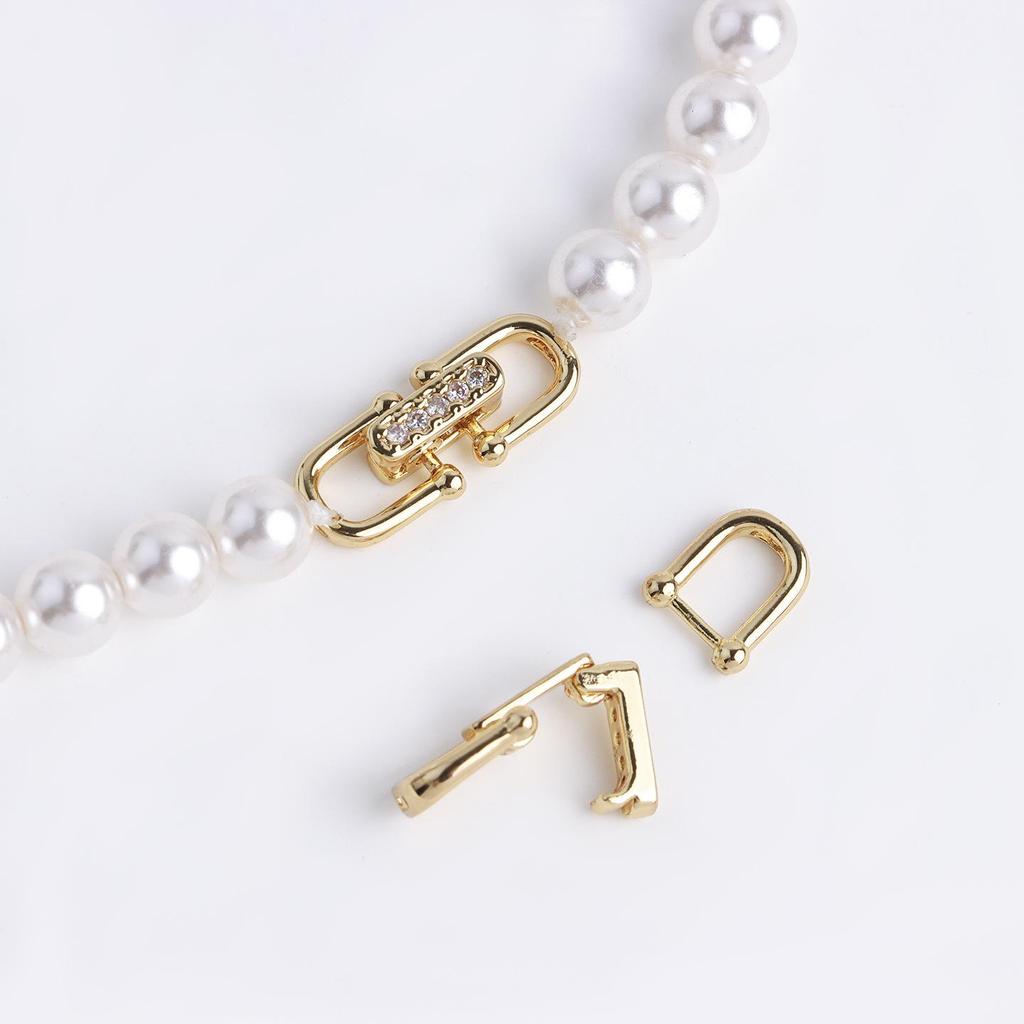 18K Gold-Plated Double U Buckle Bracelet/Necklace Clasp Connector for DIY Jewelry