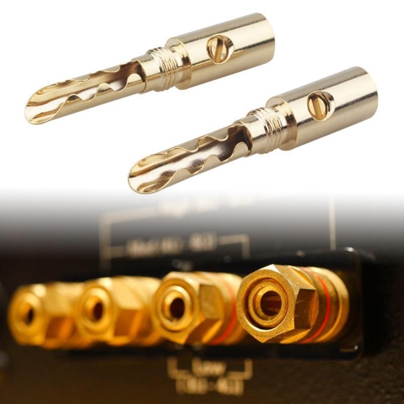Banana Plug Gold Plated 5mm Male Speaker Cables Connectors Adapter Gold Plated Electrical Plug Assembly for Speaker