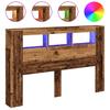 LED Headboard with Rustic Wood Effect 160 x 18.5 x 103.5 cm Engineered Wood