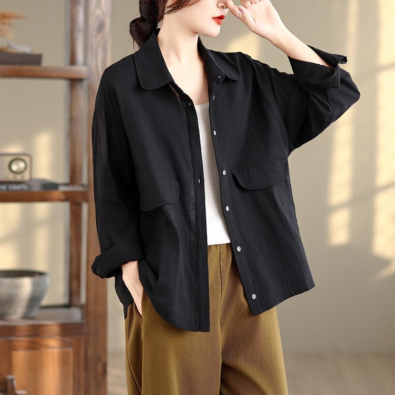 DIMANAF 2025 Autumn Plus Size Blouse Shirt Women Long Sleeve Loose Casual Lady Tops Cotton Buttons