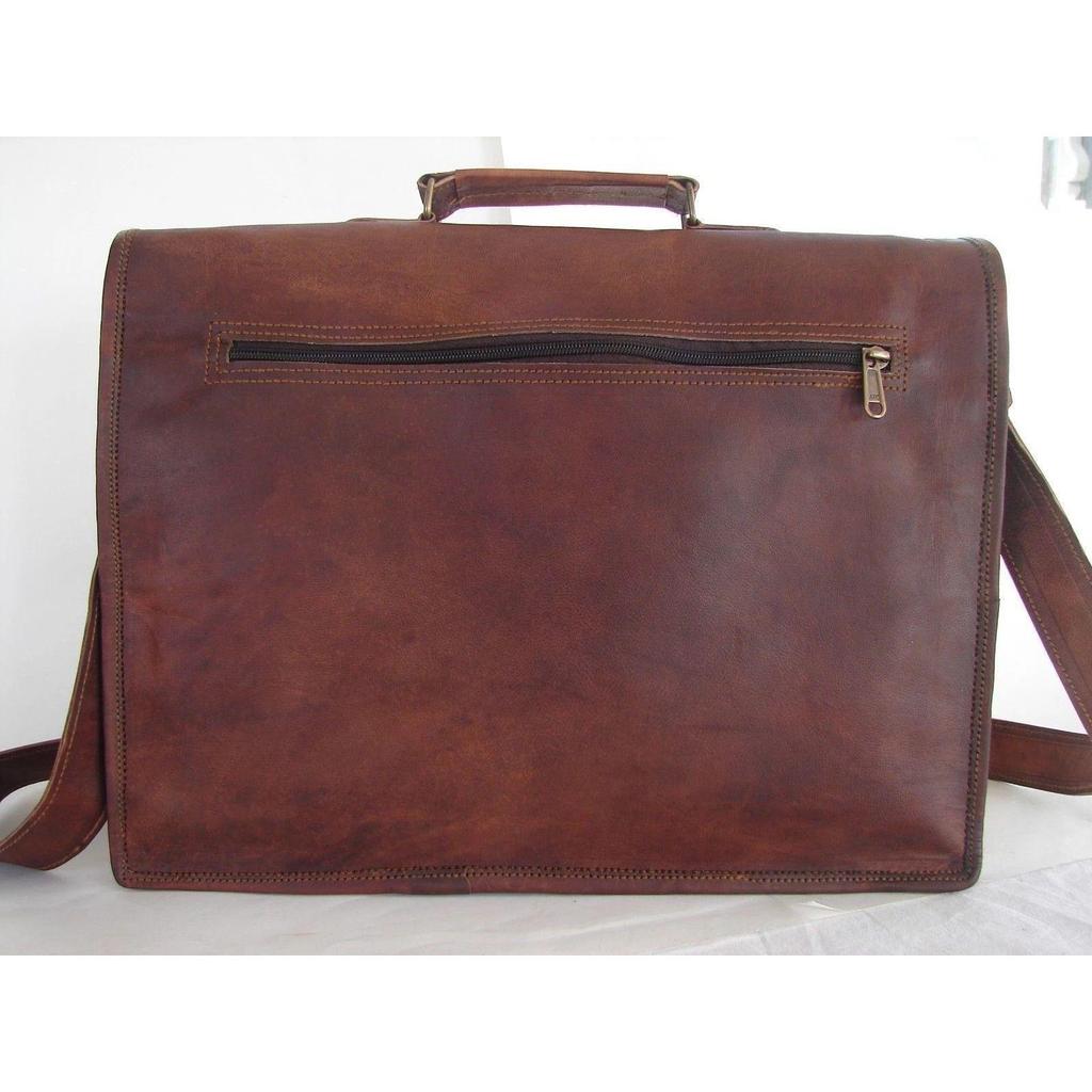 Genuine Men's Vintage Brown Shoulder Laptop leather bag Leather Messenger Bag
