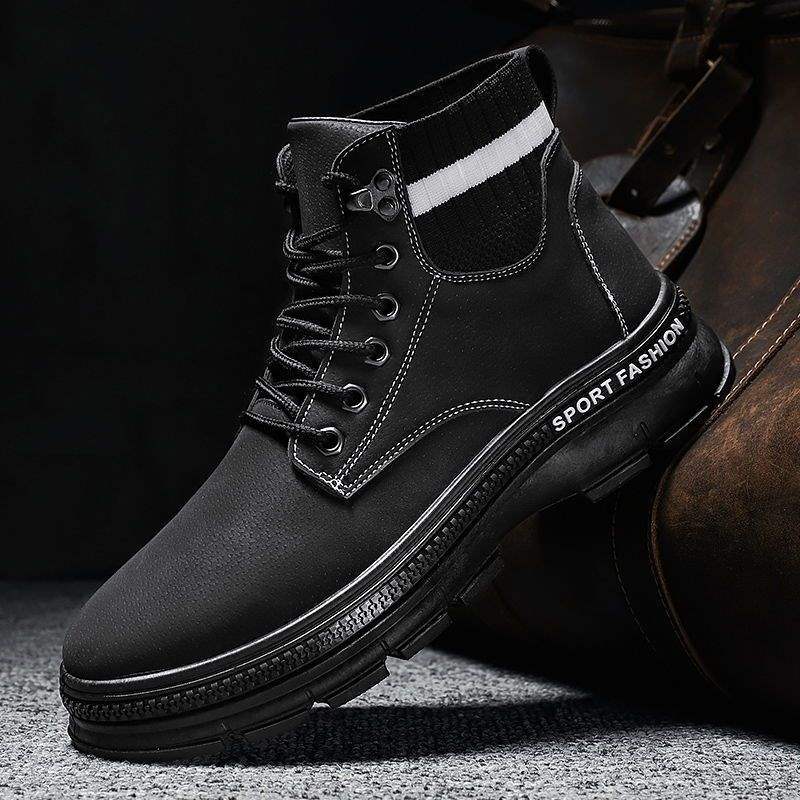 2025 winter new velvet thickened warm snow boots men's versatile casual Martin boots high-top tooling boots cotton shoes